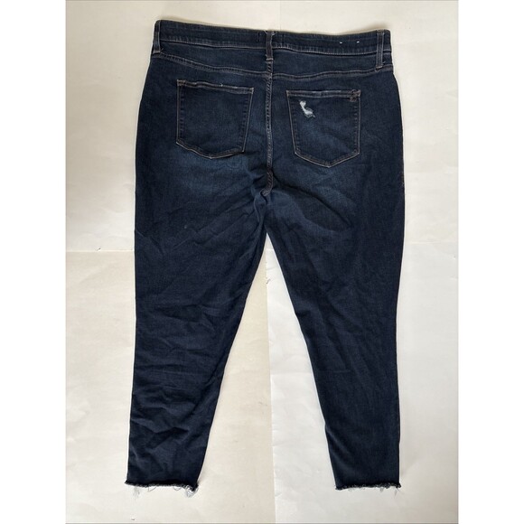 LuLaRoe + Ladies Dk Wash Skinny Distressed Raw Hem Stretch Hi Rise Jeans Size 40 - Picture 6 of 6